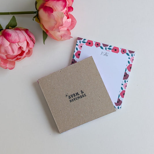 Lot de 2 Bloc-Notes carrés - Anémones roses et rouges