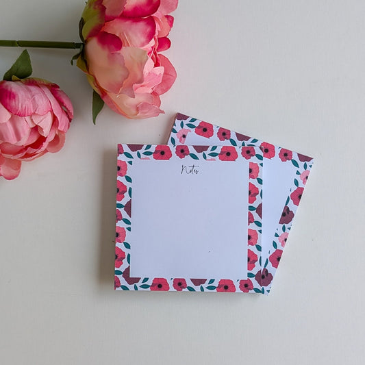 Lot de 2 Bloc-Notes carrés - Anémones roses et rouges