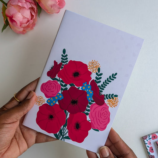 Carnet A5 - Reliure agrafée - Anémones & Roses