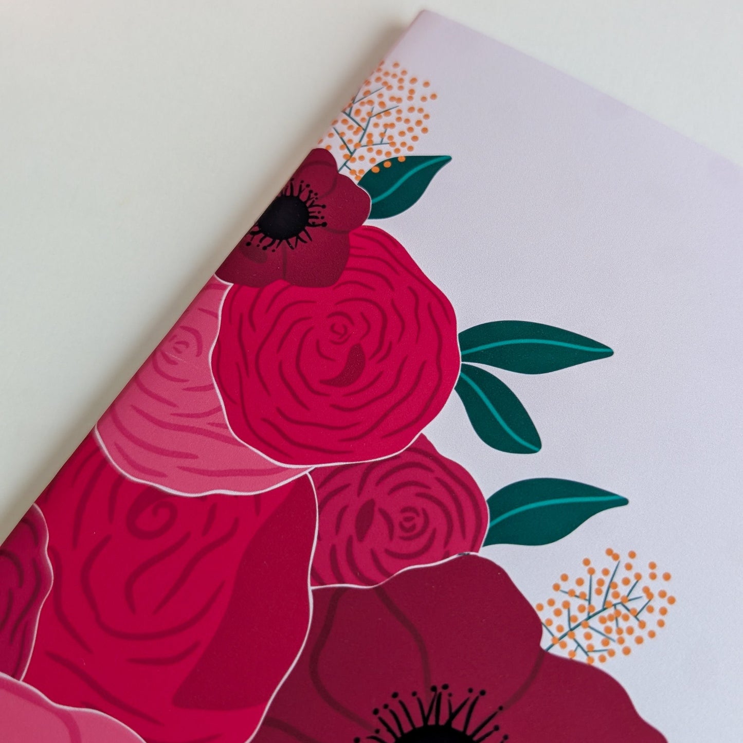 Carnet A5 - Reliure agrafée - Gros bouquet d'Anémones & Roses