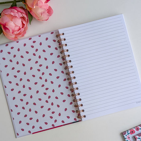 Carnet A5 - Reliure à Spirale - Gros bouquet d'Anémones et de Roses