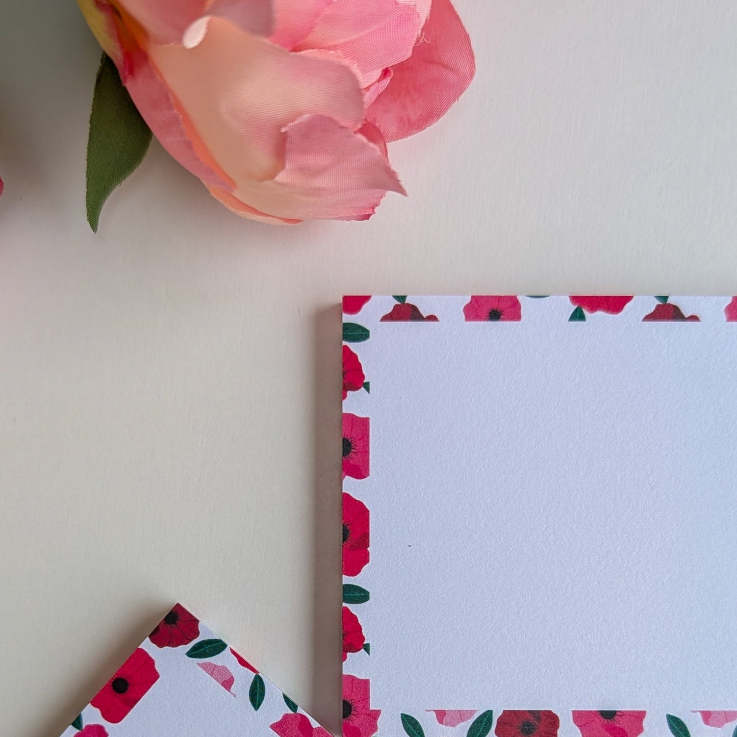 Lot de 2 Bloc-Notes Autocollantes - Anémones roses et rouges