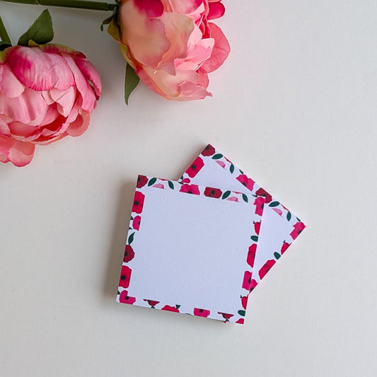 Lot de 2 Bloc-Notes Autocollantes - Anémones roses et rouges