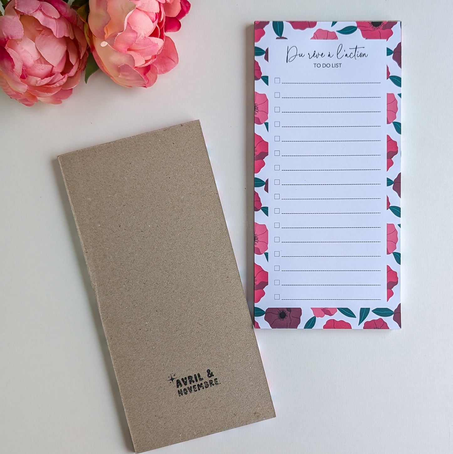 To-Do Liste 10x21 cm - Anémones roses et rouges