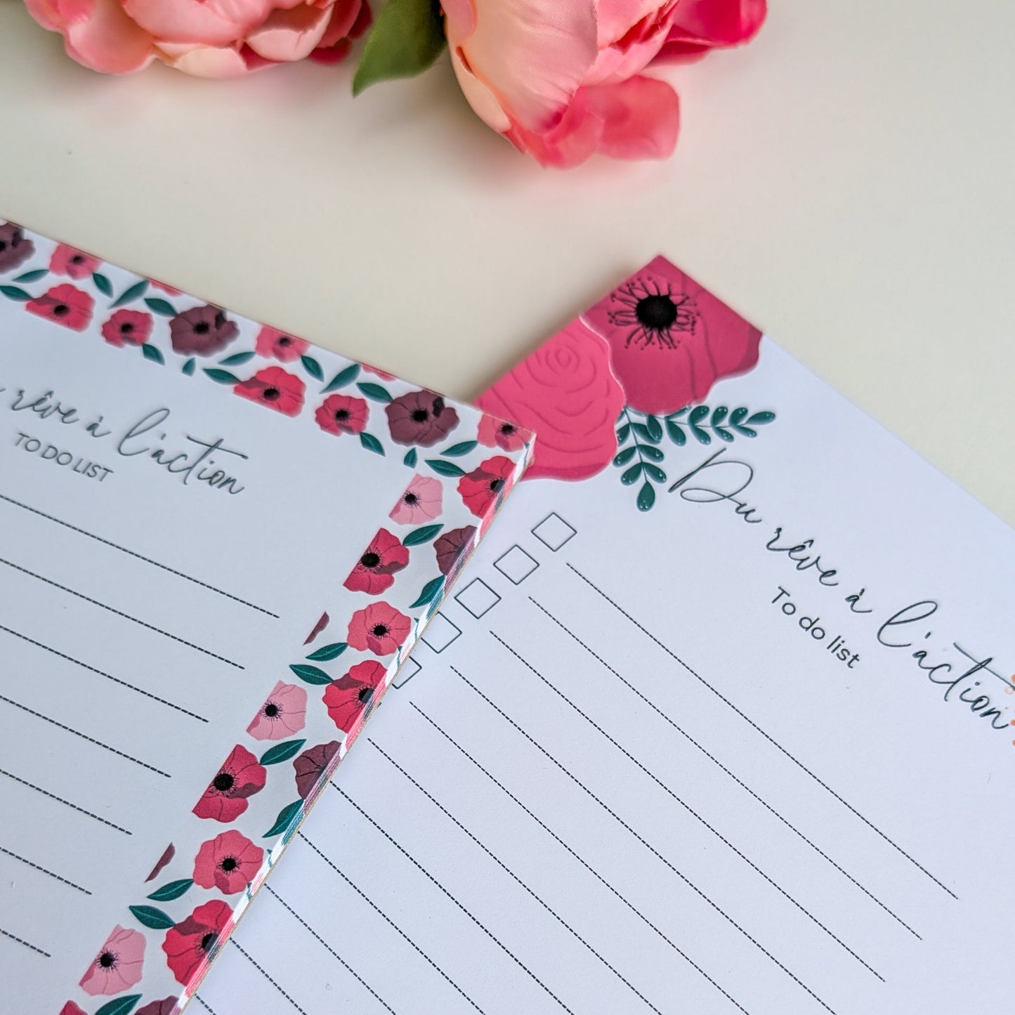 To-Do Liste A5 - Anémones rouges et roses