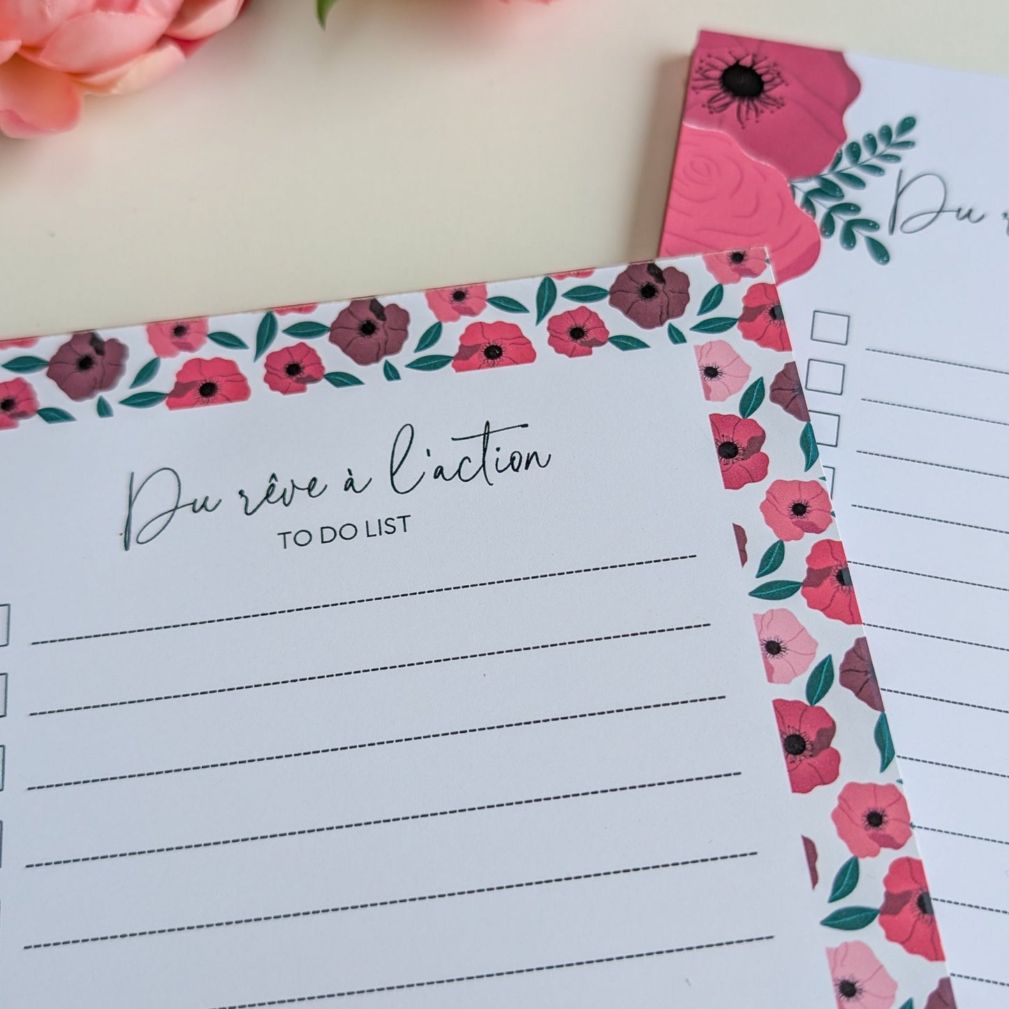 To-Do Liste A5 - Anémones rouges et roses