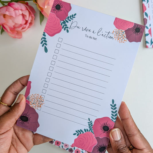 To-Do Liste A5 - Anémones rouges et roses