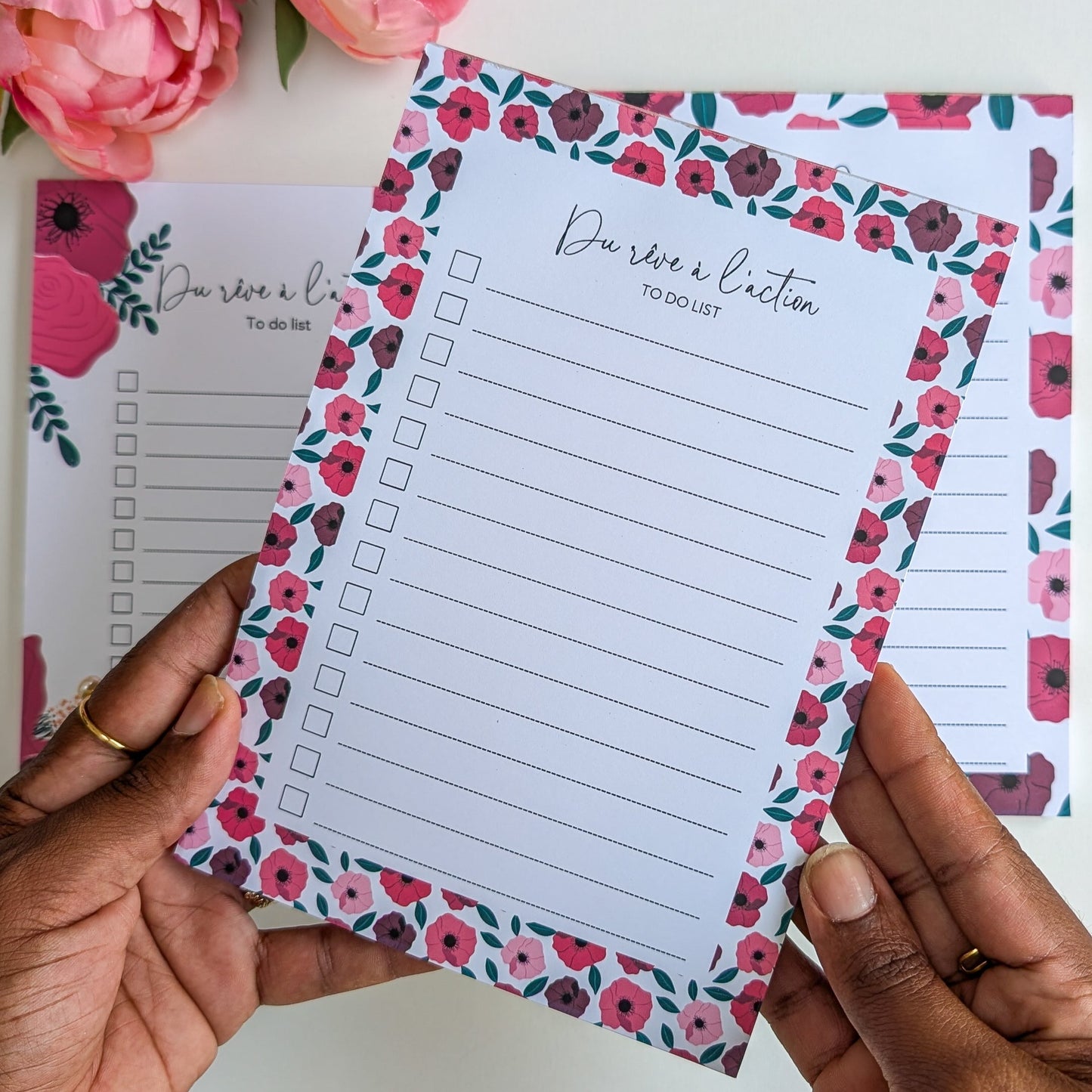 To-Do Liste A5 - Anémones rouges et roses