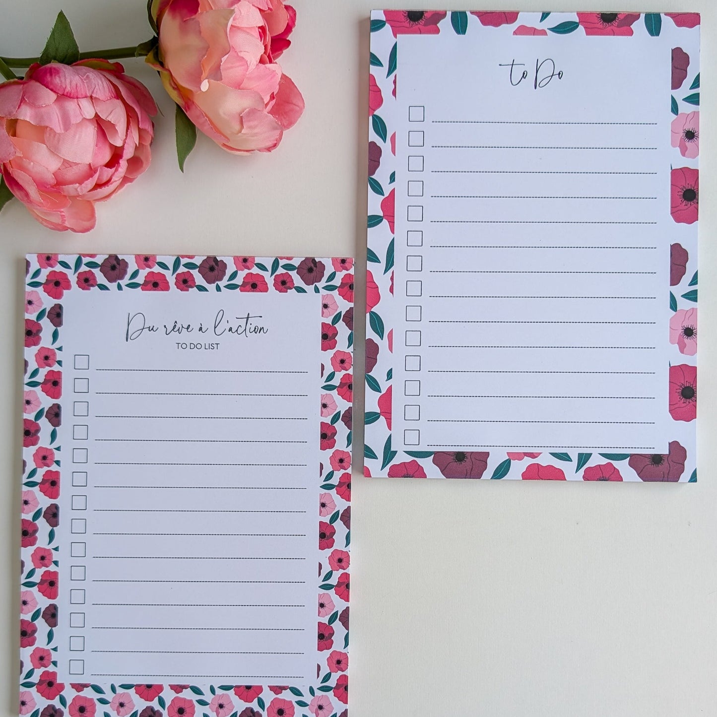 To-Do Liste A5 - Anémones rouges et roses