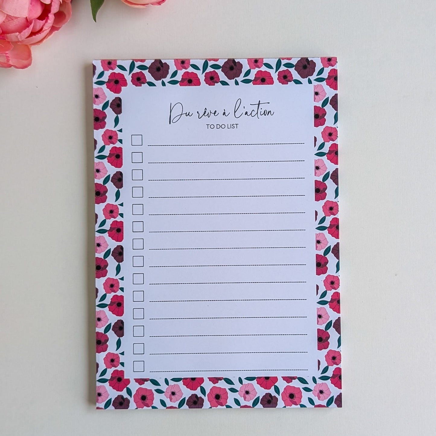 To-Do Liste A5 - Anémones rouges et roses