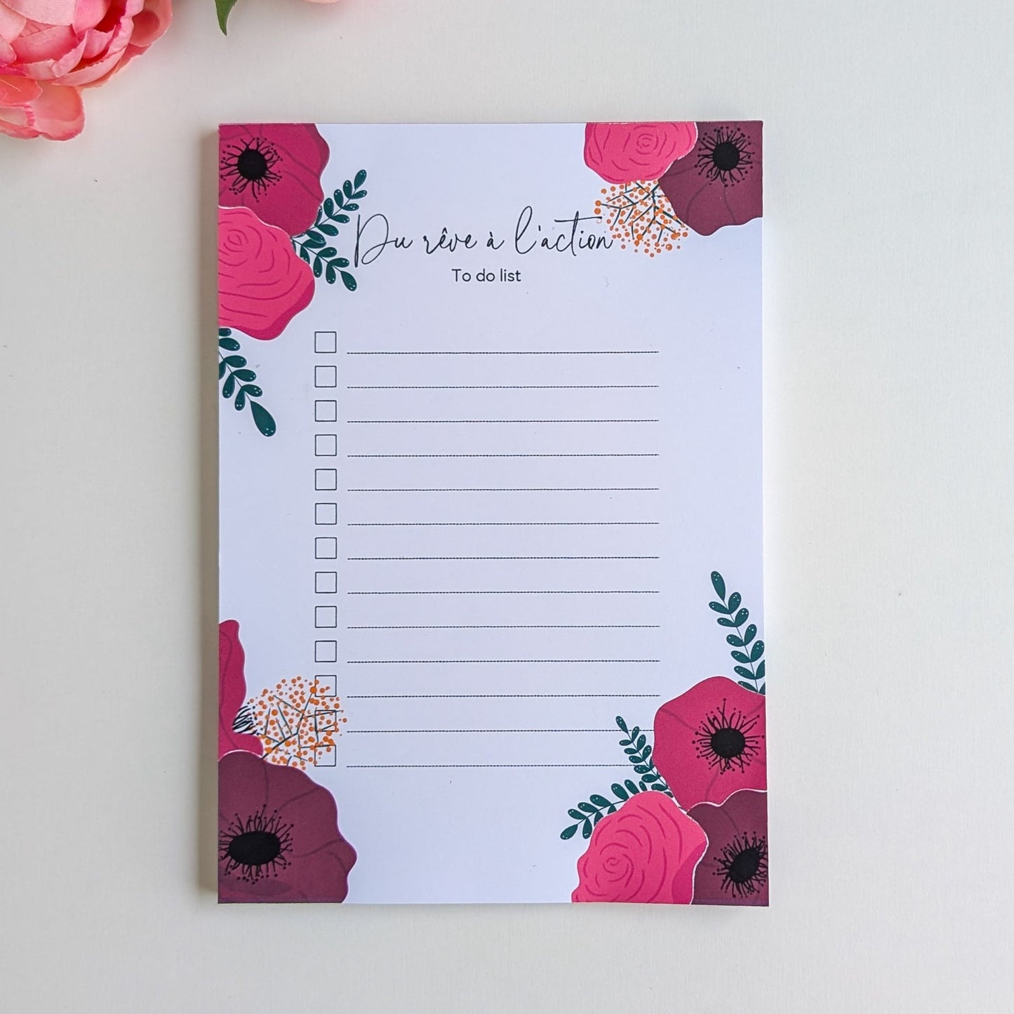 To-Do Liste A5 - Anémones rouges et roses