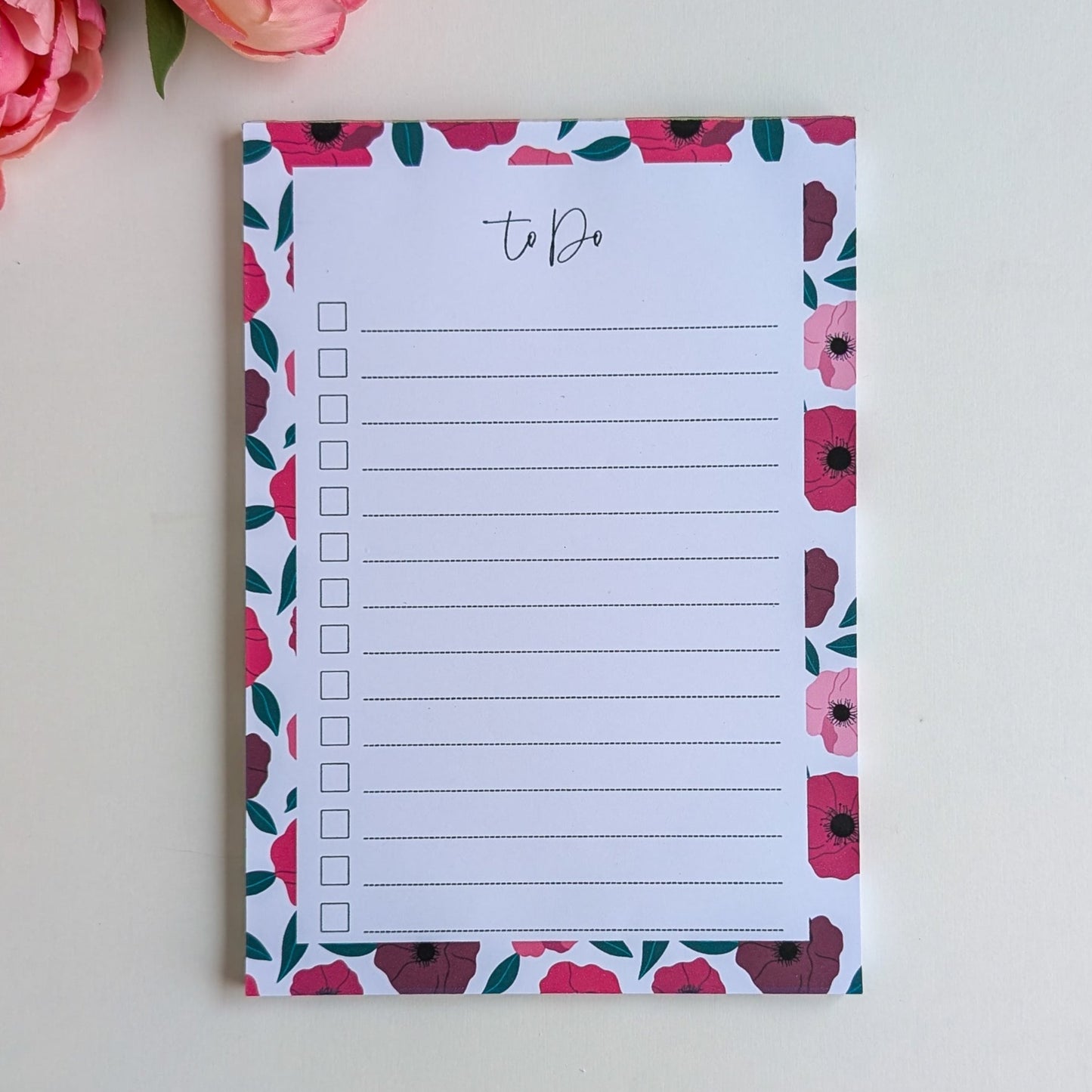 To-Do Liste A5 - Anémones rouges et roses