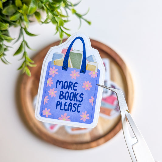 Sticker – Sac fleuri “More books please”