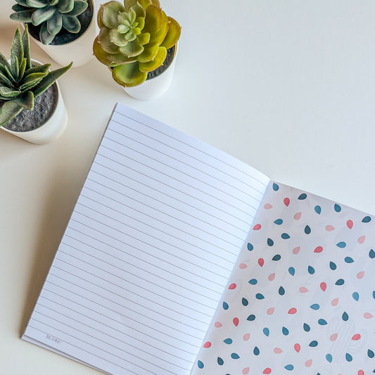 Carnet A5 - Reliure agrafée - Cactus & Fleurs