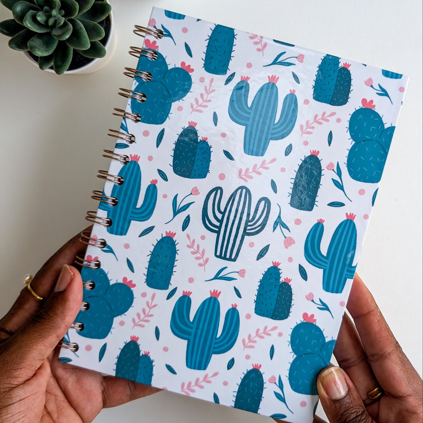 Carnet A5 - Reliure à spirale - Cactus & Fleurs