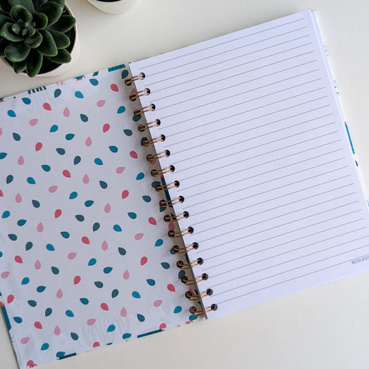 Carnet A5 - Reliure à spirale - Cactus & Fleurs