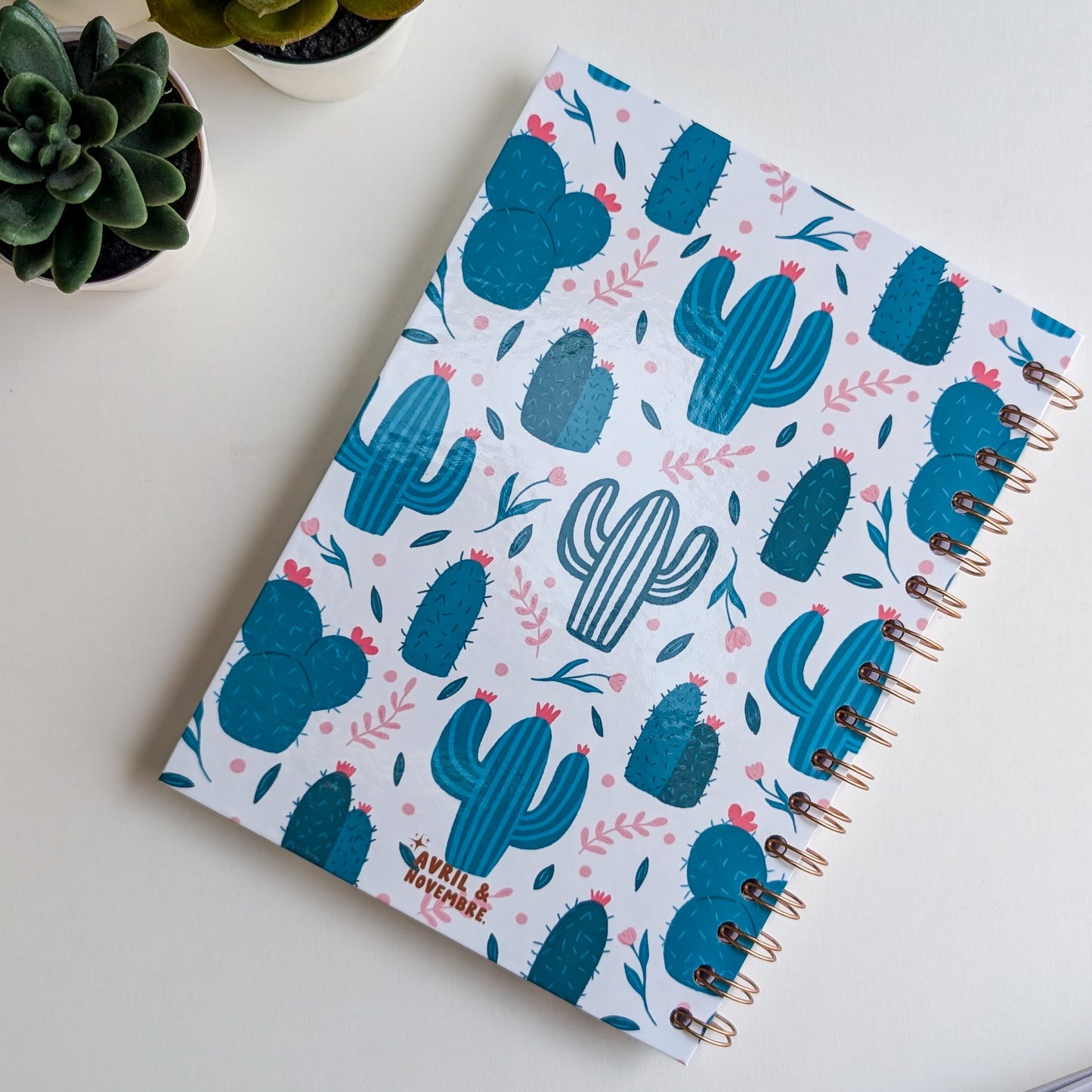 Carnet A5 - Reliure à spirale - Cactus & Fleurs