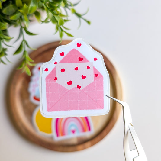 Sticker – Enveloppe & Cœurs