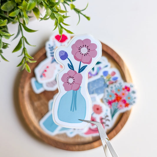 Sticker – Fleurs violettes et roses