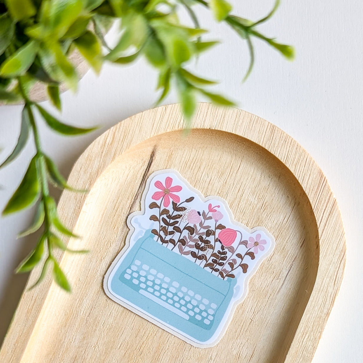 Sticker – Machine à écrire fleurie