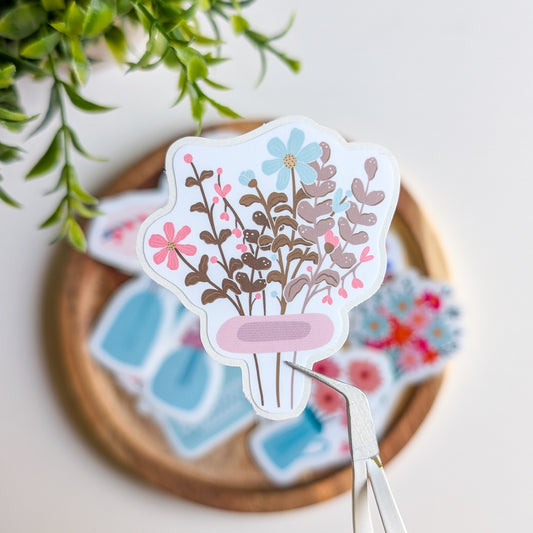 Sticker – Bouquet de fleurs menthe & rose