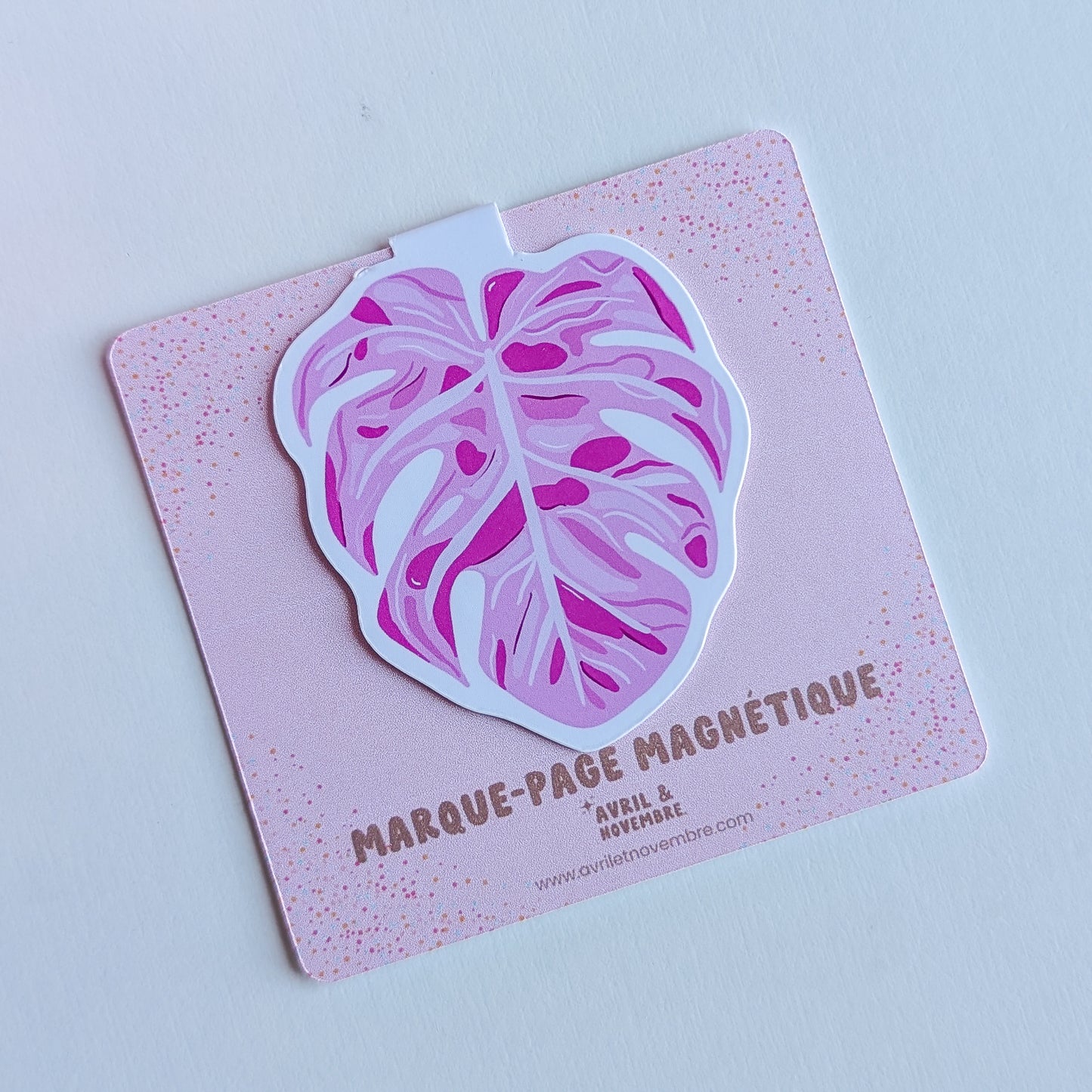 Marque-Page Magnétique – Feuille de monstera rose