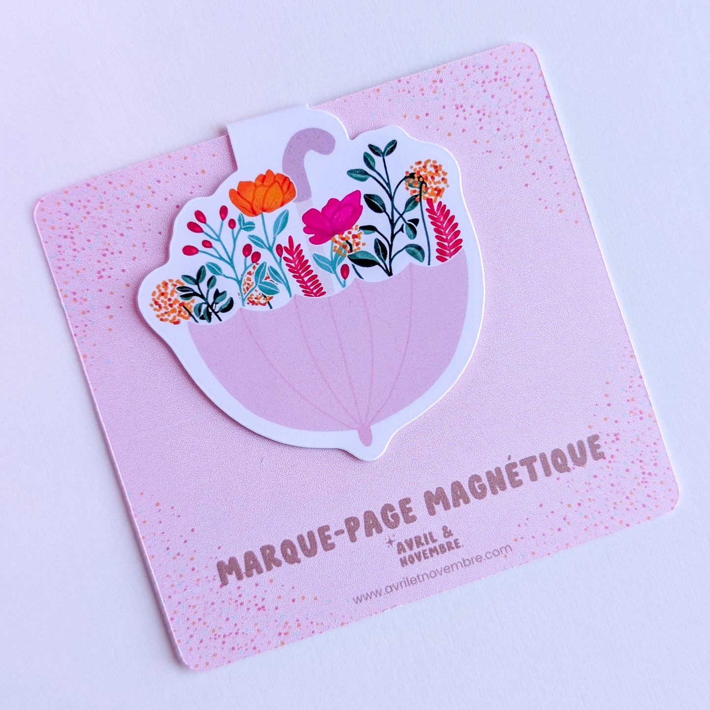 Marque-Page Magnétique – Parapluie Fleuri