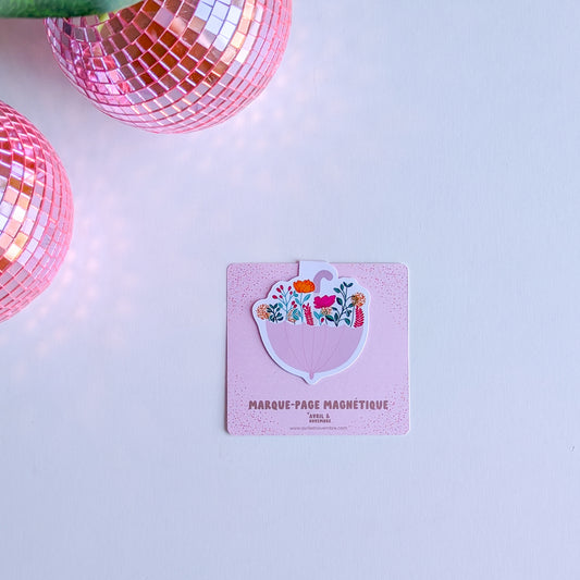 Marque-Page Magnétique – Parapluie Fleuri