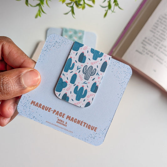 Marque-Page Magnétique - Cactus et fleurs roses
