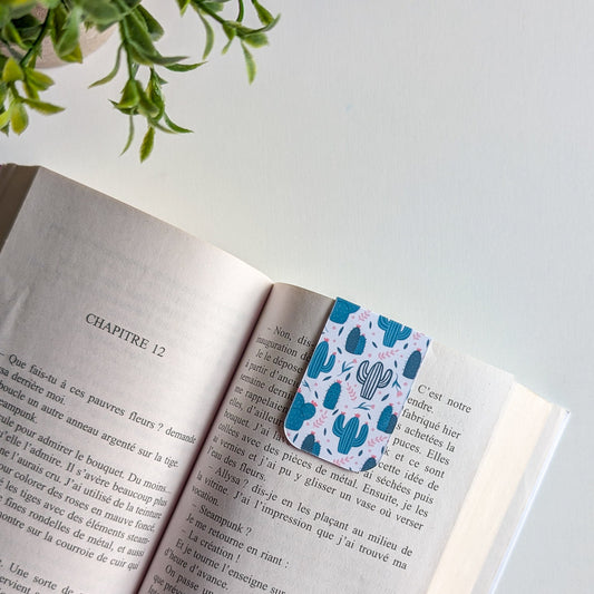 Marque-Page Magnétique - Cactus et fleurs roses