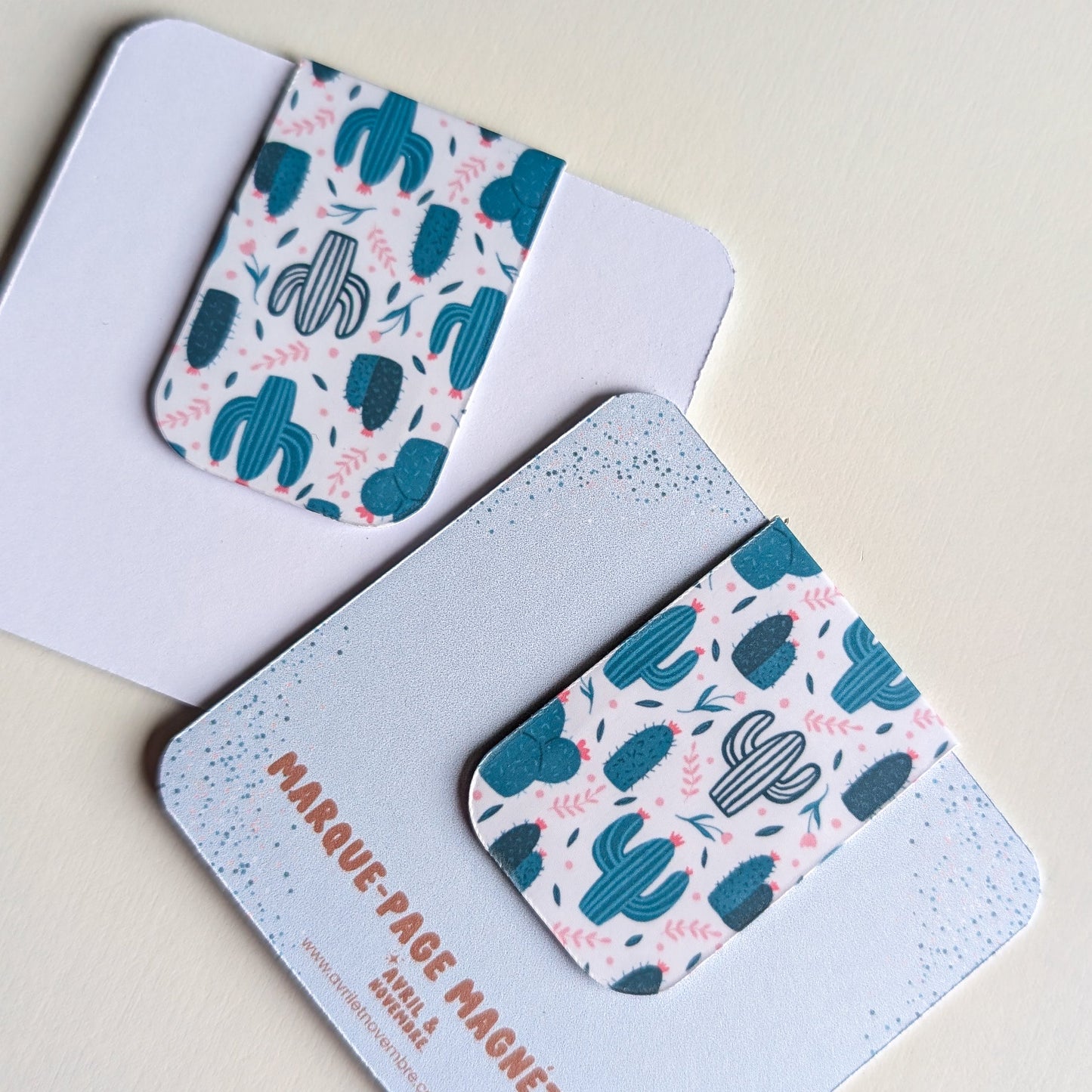 Marque-Page Magnétique - Cactus et fleurs roses