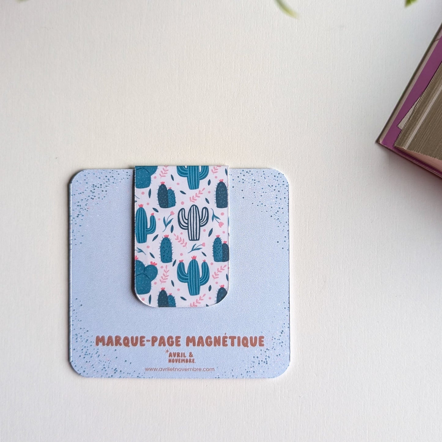 Marque-Page Magnétique - Cactus et fleurs roses