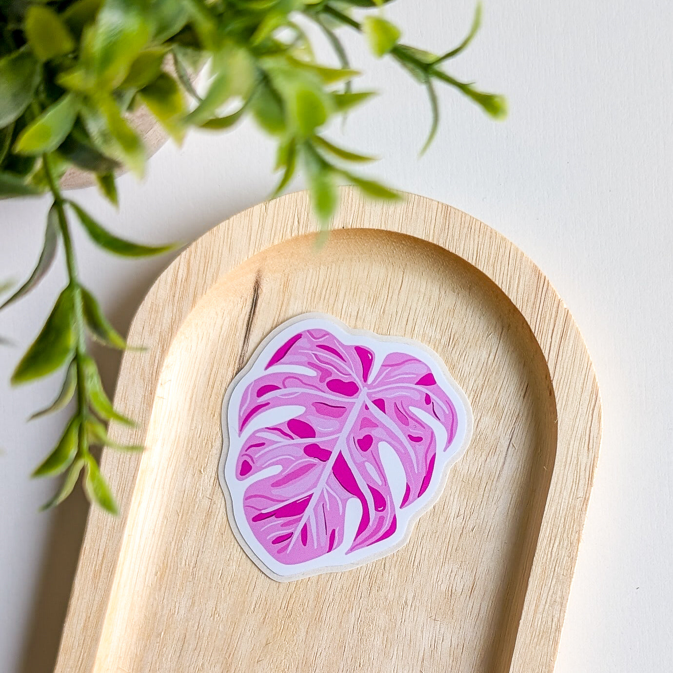 Sticker – Feuille de monstera rose