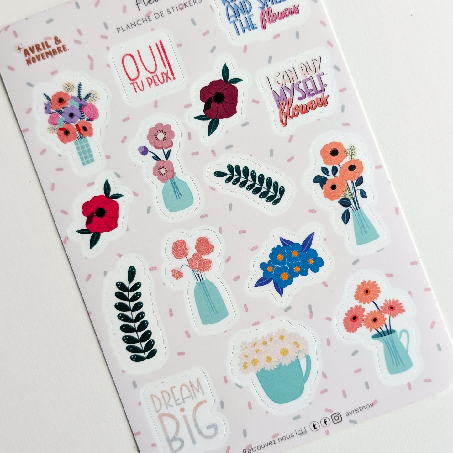 Planche de Stickers Thème Fleurs
