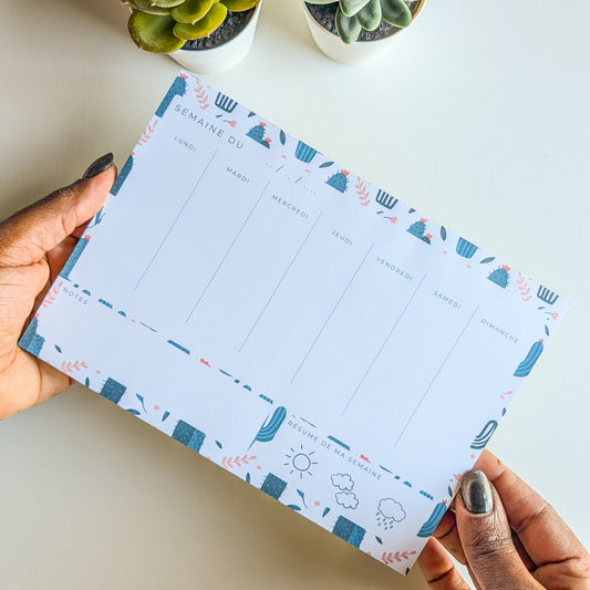 Semainier intemporel - Cactus & Fleurs