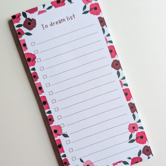To Dream List 10x21 cm - Anémones roses et rouges