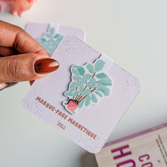 Marque-Page Magnétique - Chat et plante