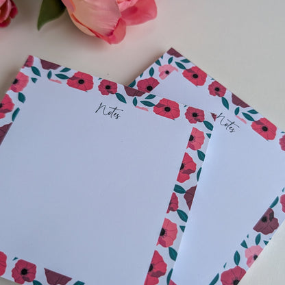 Lot de 2 Bloc-Notes carrés - Anémones roses et rouges