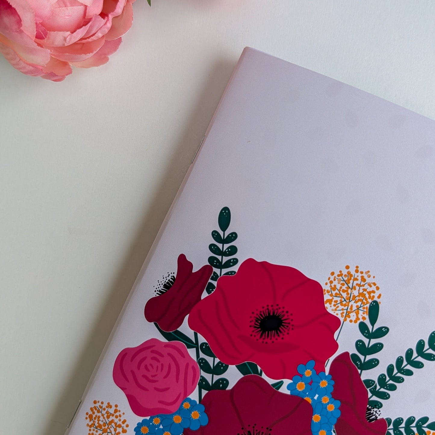 Carnet A5 - Reliure agrafée - Anémones & Roses