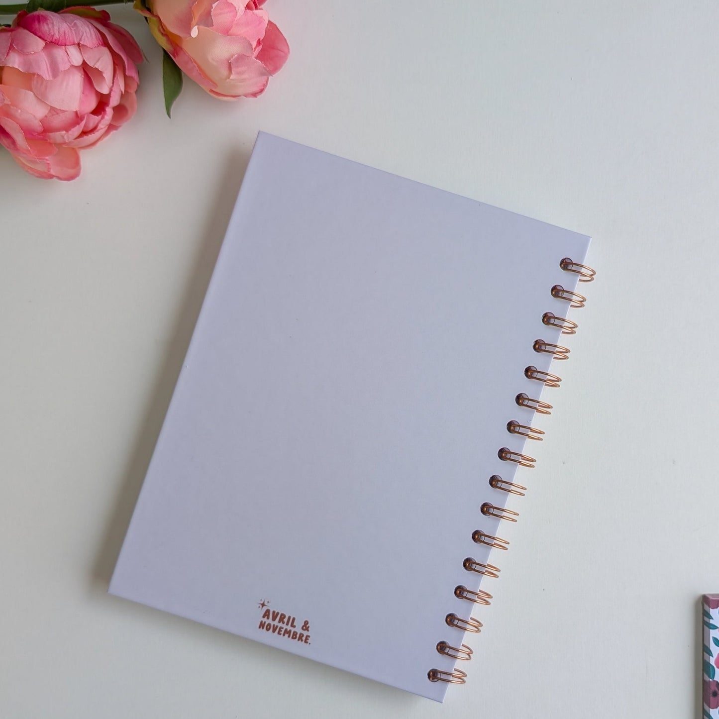 Carnet A5 - Reliure à spirale - Anémones & Roses