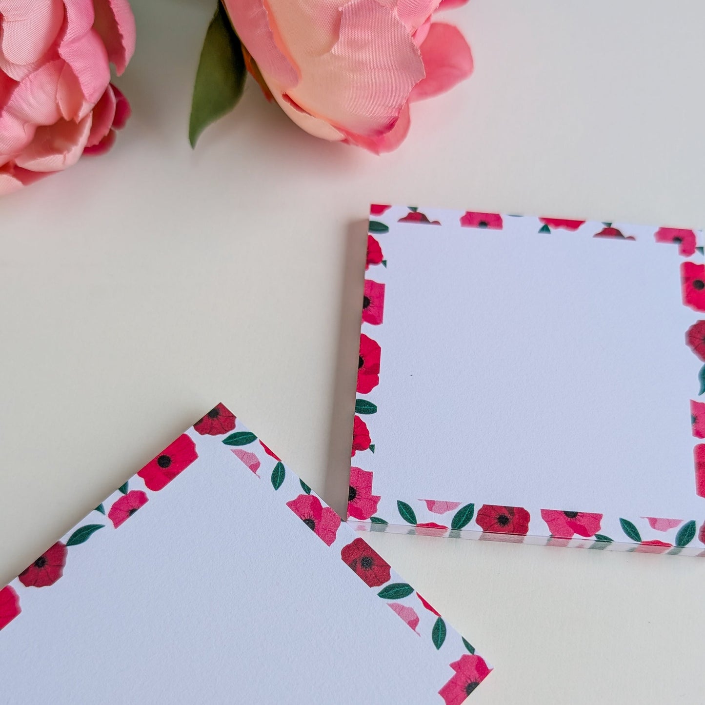 Lot de 2 Bloc-Notes Autocollantes - Anémones roses et rouges