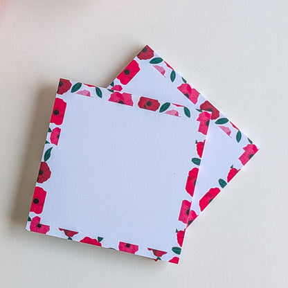 Lot de 2 Bloc-Notes Autocollantes - Anémones roses et rouges