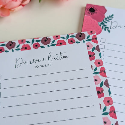 To-Do Liste A5 - Anémones rouges et roses