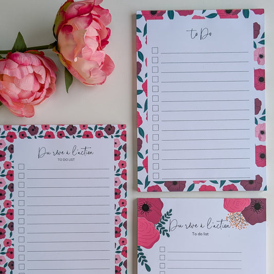 To-Do Liste A5 - Anémones rouges et roses