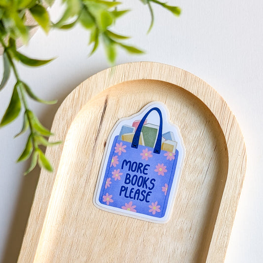 Sticker – Sac fleuri “More books please”
