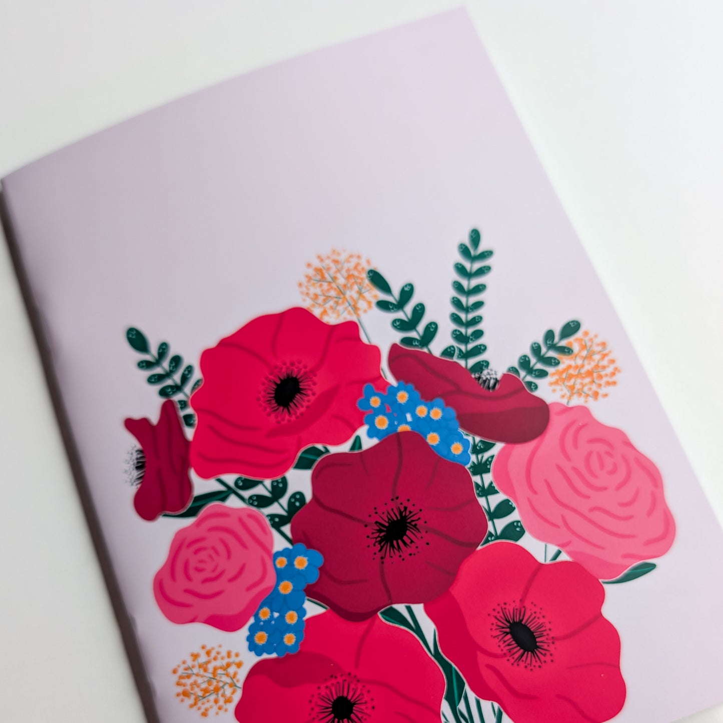 Carnet A5 - Reliure agrafée - Anémones & Roses
