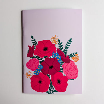 Carnet A5 - Reliure agrafée - Anémones & Roses