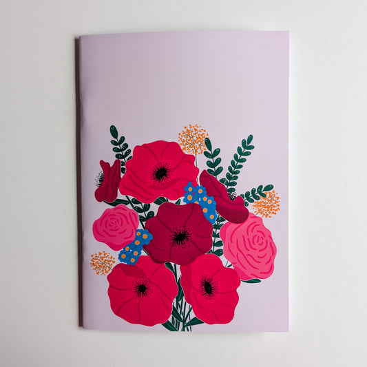 Carnet A5 - Reliure agrafée - Anémones & Roses