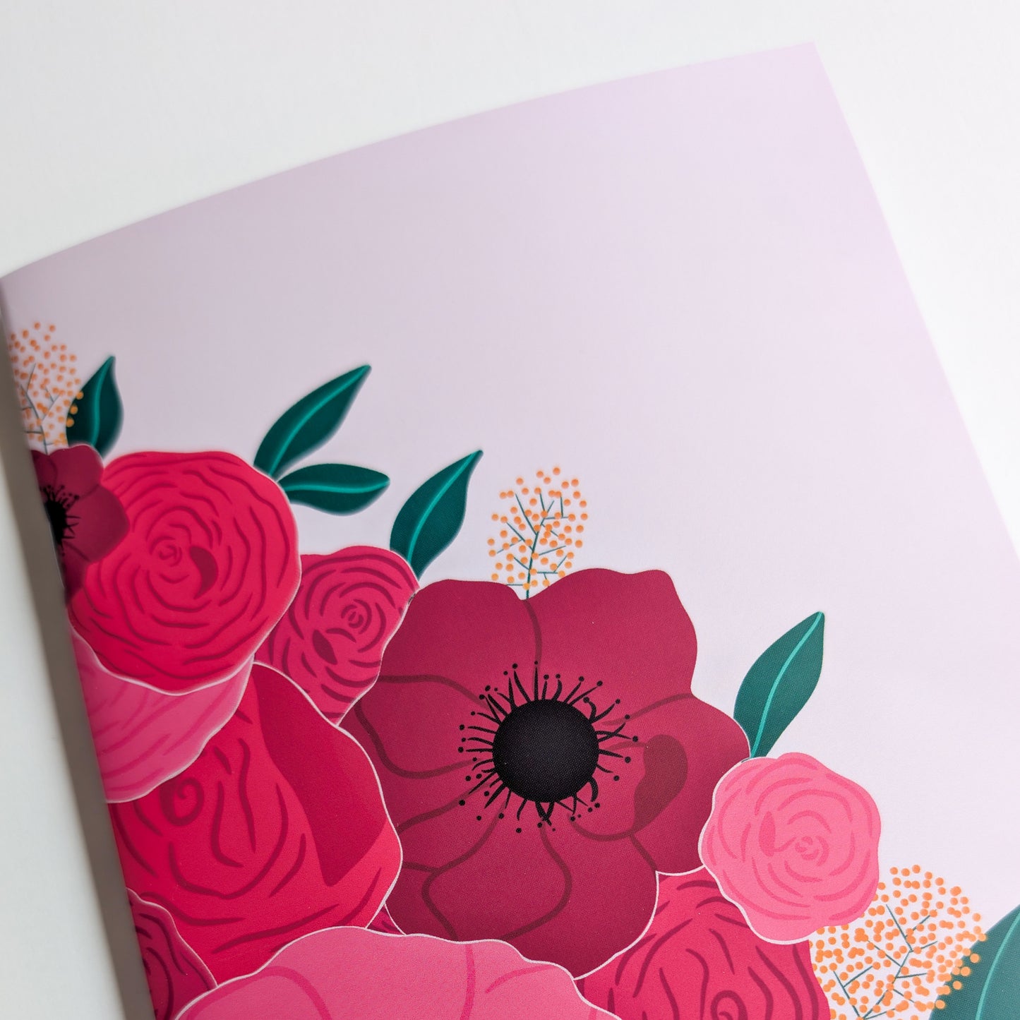 Carnet A5 - Reliure agrafée - Gros bouquet d'Anémones & Roses