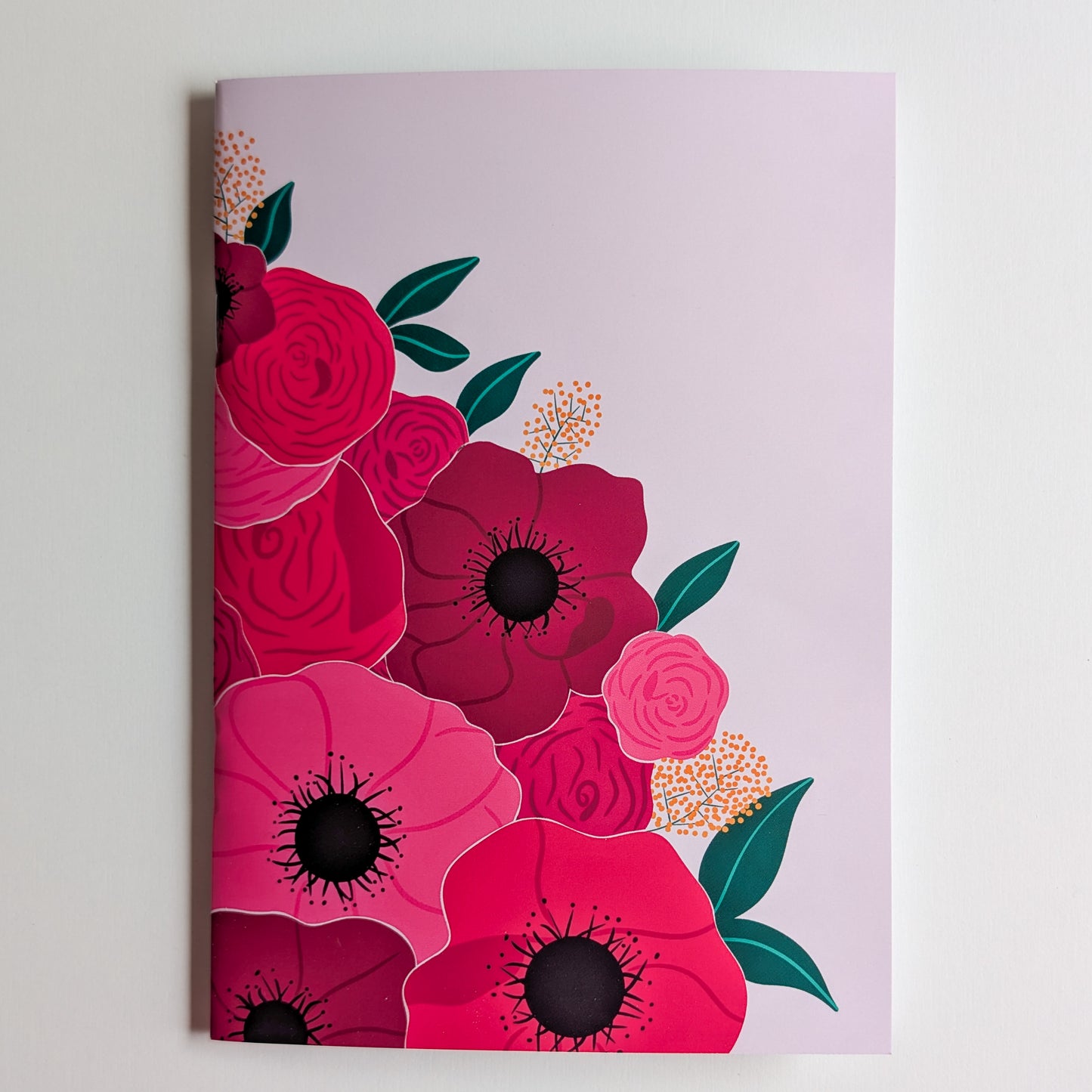 Carnet A5 - Reliure agrafée - Gros bouquet d'Anémones & Roses